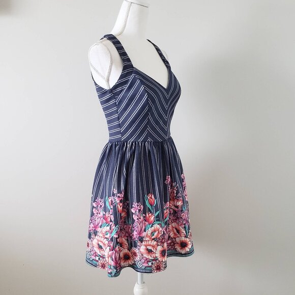 Trixxi Mixed print Fit &Flare Sun Dress Blue Size 7 - Picture 6 of 13